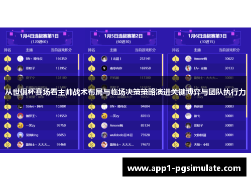 从世俱杯赛场看主帅战术布局与临场决策策略演进关键博弈与团队执行力 从世俱杯赛场看主帅战术布局与临场决策策略演进关键博弈与团队执行力